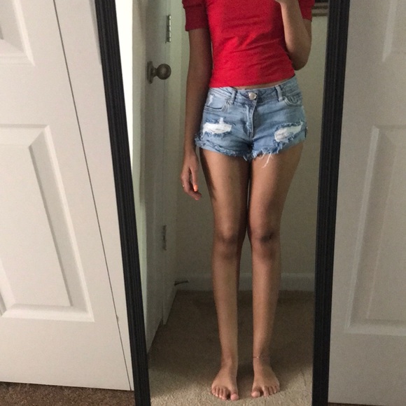 Charlotte Russe Pants - Distressed Denim Shorts